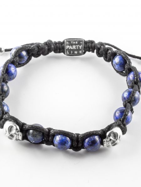 Bracelet macramé noir lapis bleu The Party Line